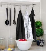 12 Toallas Cocina Blanco-Negro